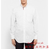 英国代购2016新款thom browne男士修身扣领纯棉白衬衫长袖衬衣AM2