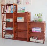 儿童组合书柜书架原木酒红色实木落地多层竹架子隔板床头柜置物架