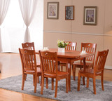 橡木实木现代简约餐桌椅组合可伸缩折叠木桌4/6人小户型饭桌组装