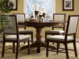 阳光家园高端定制 可拉伸实木家具美式现代简约欧式圆形餐桌饭台