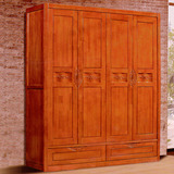 现代简约实木衣柜推拉门欧式组装移门中式橡木2345卧室衣橱柜新品