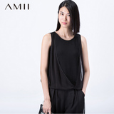 正品Amii夏季通勤纯色大码涤纶修身中长款打底单件女背心11590875