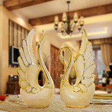 欧式现代客厅装饰品陶瓷工艺品天鹅摆件家居桌面创意摆设结婚礼物
