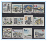 德国西柏林邮票1965年 新柏林建筑 12全雕刻版 全品