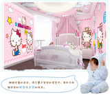 3D立体墙纸公主Kitty猫卧室温馨儿童房无缝环保壁画墙纸环保防水