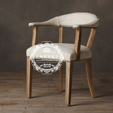 美式乡村实木复古餐椅欧式新古典书椅法式现代简约咖啡厅休闲椅子