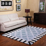 津圣豪 现代简约客厅地毯 加厚卧室地垫 欧式黑白方格沙发茶几垫