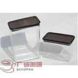 方形塑料咖啡豆罐密封罐透明储物罐茶叶罐果粉盒奶茶店专用大小号