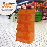 亚克力超市货架展示架中岛柜屈臣氏便利食品店面膜化妆品斗柜橙色