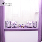 紫色亚麻卧室窗台垫飘窗垫定做高密度海绵榻榻米垫阳台加厚坐垫子