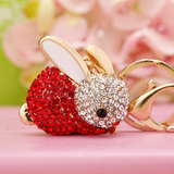 韩国创意礼品可爱小兔子水晶水钻汽车钥匙扣女包挂件钥匙链圈饰品