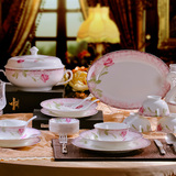 餐具套装56头骨瓷餐具 景德镇陶瓷器韩式家用碗盘 碗碟套装 礼品