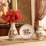 客厅现代装饰欧式花瓶摆件三件套树脂创意时尚陶瓷摆盘礼品工艺品