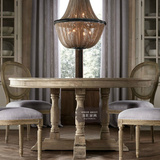 法式实木家具 欧式实木橡木仿古圆形餐桌 美式实木餐桌 可定制