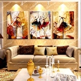 舞欧式手绘油画装饰客厅酒店壁画沙发背景墙三联画无框画抽象芭蕾