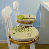 小清晰花树系列亚麻餐椅垫椅坐垫 圆形吧台 椅子坐垫 可拆洗 定做