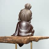 陶瓷工艺品西方三圣佛像 观音如来地藏菩萨创意木头底座禅意摆件