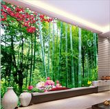 壁画3D田园电视背景墙纸客厅立体山水画竹林墙布欧式壁纸竹子大型