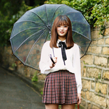 Cmon 加厚透明雨伞 日本韩国个性小清新直长柄伞创意自动男女情侣