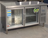 不锈钢卧式玻璃门平冷工作台冰箱冷藏操作台保鲜柜商用厨房奶茶店