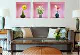 粉色壁橱清新花瓶墙贴立体效果简约时尚3D视觉效果郁金香花瓶墙贴