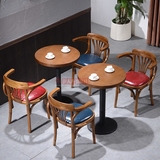 简约复古咖啡馆西餐厅桌椅星巴克实木围椅奶茶店甜品店餐桌椅组合