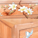 柜 欧式储物玄关柜子大容量收纳柜中式香樟木斗柜 实木彩绘四斗