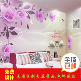 欧式3D立体玫瑰花卉壁画 浪漫婚房背景墙壁纸 客厅电视背景墙纸