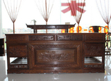 红木鸡翅木/老板台/办公桌大班台/精雕花板/实木仿古中式古典家具