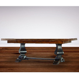 美式原木大板餐桌 北欧老榆木会议桌 实木做旧工作台