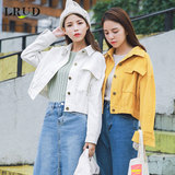 LRUD2016秋季新款韩版纯色灯芯绒短外套女长袖百搭休闲夹克上衣