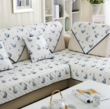 热卖地中海风沙发坐垫防滑卡通动漫清蓝色绗缝沙发巾美式乡村沙发