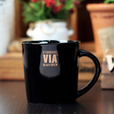 外贸限量星巴克杯子via黑色速溶咖啡杯创意马克杯陶瓷杯水杯包邮