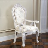 欧式新古典餐椅白色描银餐椅 美式实木 时尚样板房家具高端定制