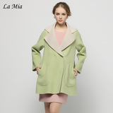 lamia品牌女装时尚秋冬长外套羊毛大码高端双面呢羊绒大衣女外套