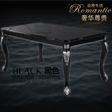欧式餐桌椅组合简约小户型黑色描银实木长方形饭桌子1桌4椅1.2米