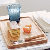 日式MUJI实木榉木托盘 创意小吃点心碟 长方形木盘烘焙无漆早餐盘