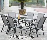 折叠户外桌椅组合茶几套装阳台庭院室外快餐桌伞铁艺家具休闲桌椅