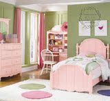 美式家具定制 全实木儿童床 欧式单人床 田园风格床1.35 1.5 米