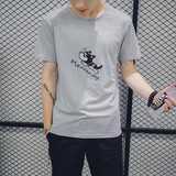 DEIRADA夏季男士t恤圆领短袖韩版修身体恤衫卡通印花T恤男上衣潮