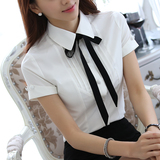 夏装短袖套裙衬衫韩版女装修身OL气质职业装女衬衣正装工作服