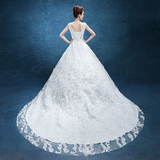 婚纱礼服2015秋冬季新款韩式修身显瘦新娘结婚长拖尾白色蕾丝大码