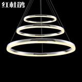 现代简约创意led吊灯个性餐厅饭厅灯3头亚克力环形不锈钢圆形灯具