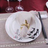 酒店棉麻餐巾布口布混纺软装饰品现代样板房餐桌口布亚麻餐巾中式