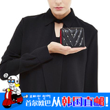 韩国代购正品MCM牛皮V字铆钉男女短款两折钱包皮夹大钞夹