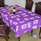 欧式马卡龙餐桌布美式新品紫色防水台布  长方形  布艺居家茶几布