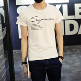 2016夏季新款男式短袖T恤男字母印花短袖t恤韩版修身套头打底衫潮