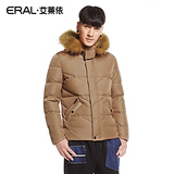 艾莱依2015冬装新款韩版休闲外套撞色毛领加厚羽绒服男ERAL9026D