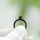 原创手工定做黑檀木戒指科檀红宝石情侣对戒独家个性指环生日礼物