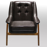 北欧宜家餐椅PU/真皮休闲沙发椅子现代简约咖啡厅围椅美式复古椅